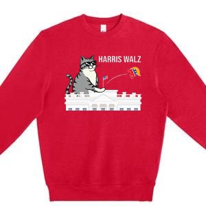 Cat Ladies For Kamala Harris Premium Crewneck Sweatshirt