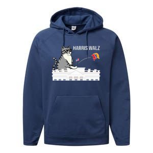 Cat Ladies For Kamala Harris Performance Fleece Hoodie