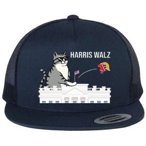 Cat Ladies For Kamala Harris Flat Bill Trucker Hat