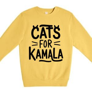 Cat Ladies For Kamala Cat Typography Alphabet Cute Simple Meaningful Gift Premium Crewneck Sweatshirt