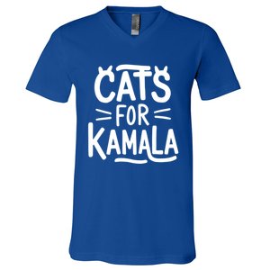 Cat Ladies For Kamala Cat Typography Alphabet Cute Simple Meaningful Gift V-Neck T-Shirt