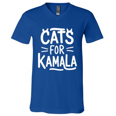 Cat Ladies For Kamala Cat Typography Alphabet Cute Simple Meaningful Gift V-Neck T-Shirt