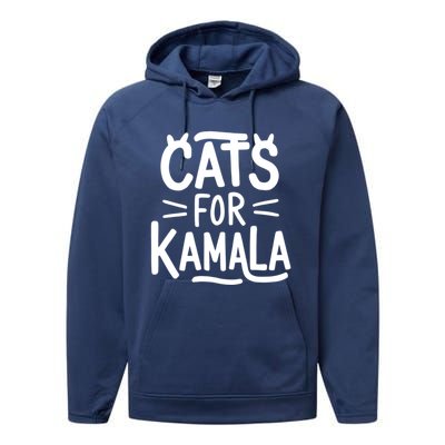 Cat Ladies For Kamala Cat Typography Alphabet Cute Simple Meaningful Gift Performance Fleece Hoodie