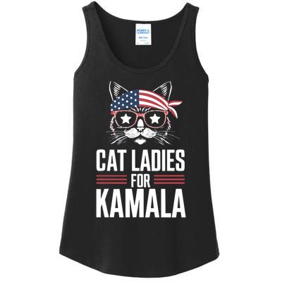 Cat Ladies For Kamala Funny Cat 2024 President Kamala Harris Ladies Essential Tank