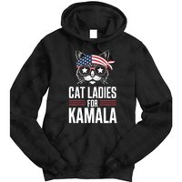 Cat Ladies For Kamala Funny Cat 2024 President Kamala Harris Tie Dye Hoodie