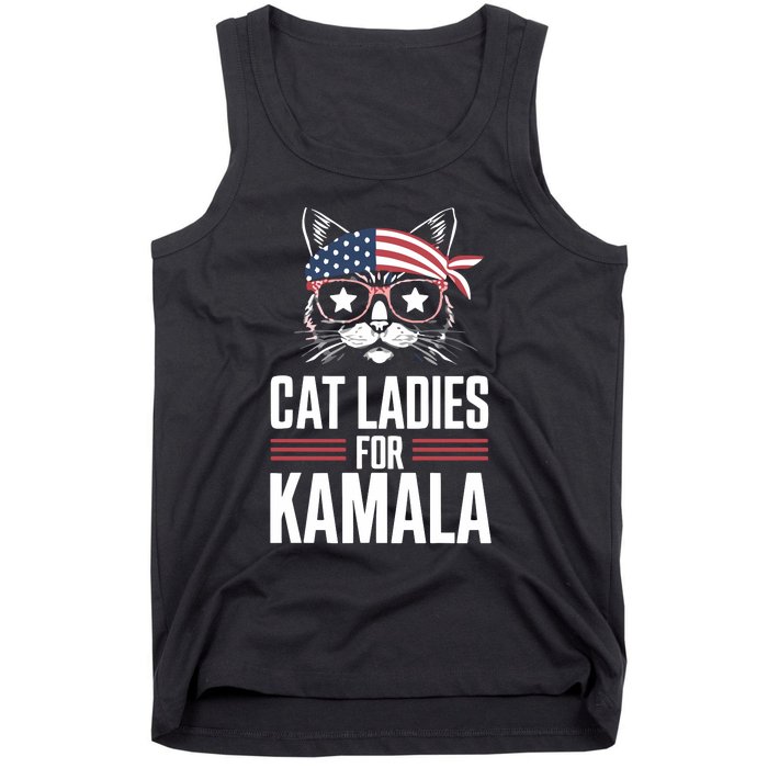 Cat Ladies For Kamala Funny Cat 2024 President Kamala Harris Tank Top