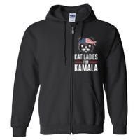 Cat Ladies For Kamala Funny Cat 2024 President Kamala Harris Full Zip Hoodie