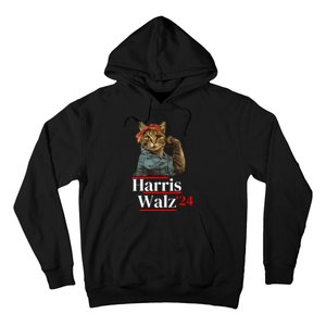 Cat Ladies For Kamala Walz Funny Cat 2024 President Hoodie