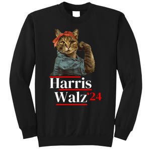 Cat Ladies For Kamala Walz Funny Cat 2024 President Sweatshirt