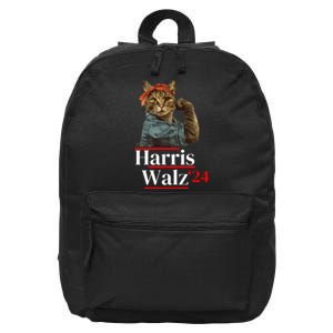 Cat Ladies For Kamala Walz Funny Cat 2024 President 16 in Basic Backpack