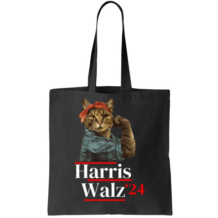 Cat Ladies For Kamala Walz Funny Cat 2024 President Tote Bag