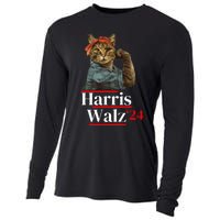 Cat Ladies For Kamala Walz Funny Cat 2024 President Cooling Performance Long Sleeve Crew