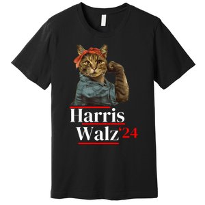 Cat Ladies For Kamala Walz Funny Cat 2024 President Premium T-Shirt