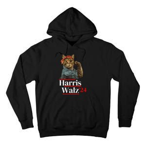 Cat Ladies For Kamala Walz Funny Cat 2024 President Tall Hoodie