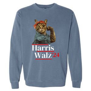 Cat Ladies For Kamala Walz Funny Cat 2024 President Garment-Dyed Sweatshirt