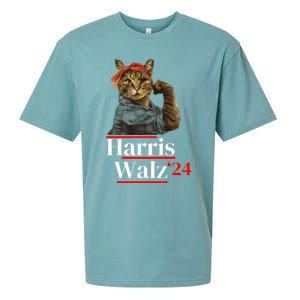 Cat Ladies For Kamala Walz Funny Cat 2024 President Sueded Cloud Jersey T-Shirt