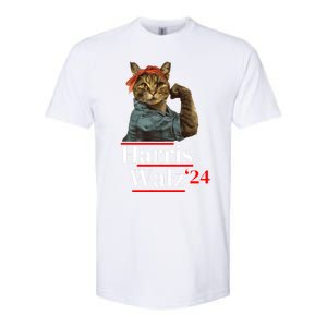 Cat Ladies For Kamala Walz Funny Cat 2024 President Softstyle CVC T-Shirt