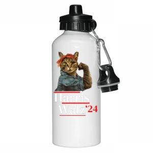 Cat Ladies For Kamala Walz Funny Cat 2024 President Aluminum Water Bottle