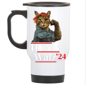 Cat Ladies For Kamala Walz Funny Cat 2024 President Stainless Steel Travel Mug