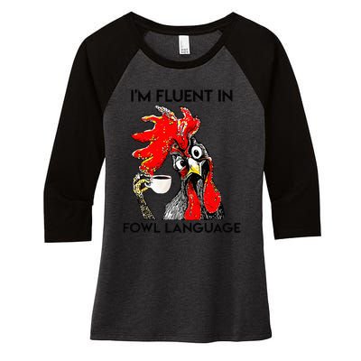 Chicken Lovers Fluent In Fowl Language Women's Tri-Blend 3/4-Sleeve Raglan Shirt