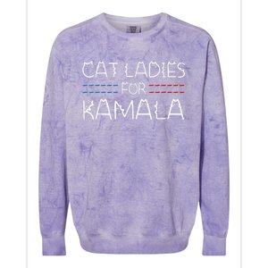 Cat Ladies For Kamala Funny Cat 2024 Lettering Positive Colorblast Crewneck Sweatshirt