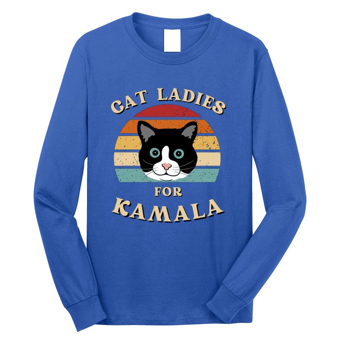 Cat Ladies For Kamala Cat Retro Cool Long Sleeve Shirt