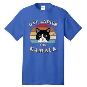 Cat Ladies For Kamala Cat Retro Cool Tall T-Shirt