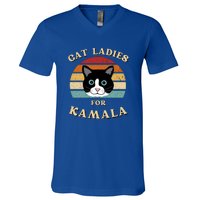 Cat Ladies For Kamala Cat Retro Cool V-Neck T-Shirt