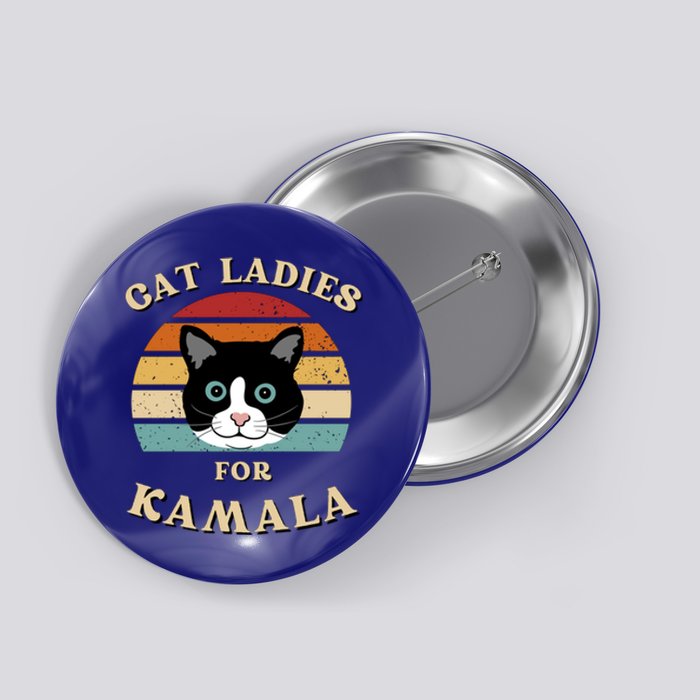 Cat Ladies For Kamala Cat Retro Cool Button