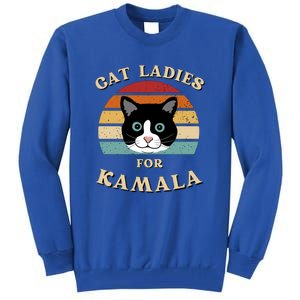 Cat Ladies For Kamala Cat Retro Cool Tall Sweatshirt