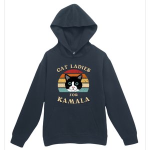 Cat Ladies For Kamala Cat Retro Cool Urban Pullover Hoodie