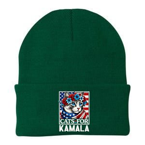 Cat Ladies For Kamala Funny Cat 2024 President Kamalaharris Knit Cap Winter Beanie