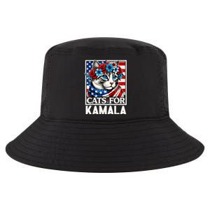 Cat Ladies For Kamala Funny Cat 2024 President Kamalaharris Cool Comfort Performance Bucket Hat