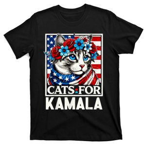 Cat Ladies For Kamala Funny Cat 2024 President Kamalaharris T-Shirt