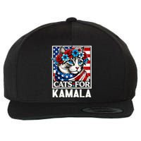 Cat Ladies For Kamala Funny Cat 2024 President Kamalaharris Wool Snapback Cap