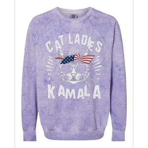 Cat Ladies For Kamala Harrison 2024 Colorblast Crewneck Sweatshirt