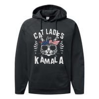 Cat Ladies For Kamala Harrison 2024 Performance Fleece Hoodie