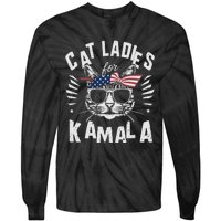 Cat Ladies For Kamala Harrison 2024 Tie-Dye Long Sleeve Shirt