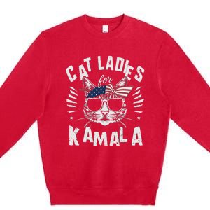 Cat Ladies For Kamala Harrison 2024 Premium Crewneck Sweatshirt