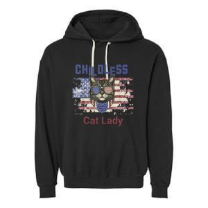 Cat Lover Feminist Childless Cat Lady Votes Garment-Dyed Fleece Hoodie