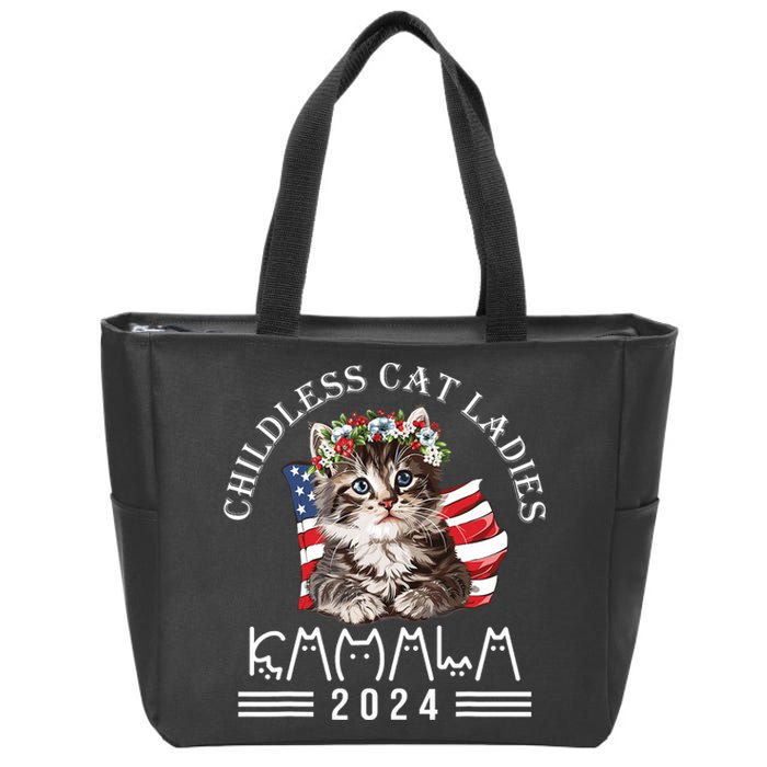 Cat Lady Fun Childless Cat Ladies 2024 Zip Tote Bag