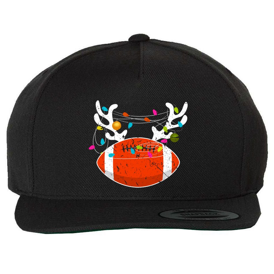 Christmas Lights Football Ball Funny Xmas Cool Gift Wool Snapback Cap