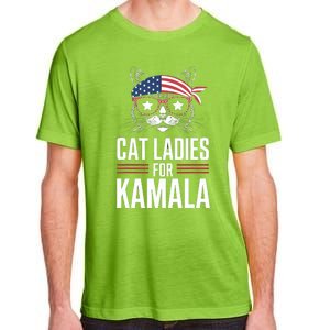 Cat Ladies For Kamala Funny Cat 2024 President Kamalaharris Adult ChromaSoft Performance T-Shirt