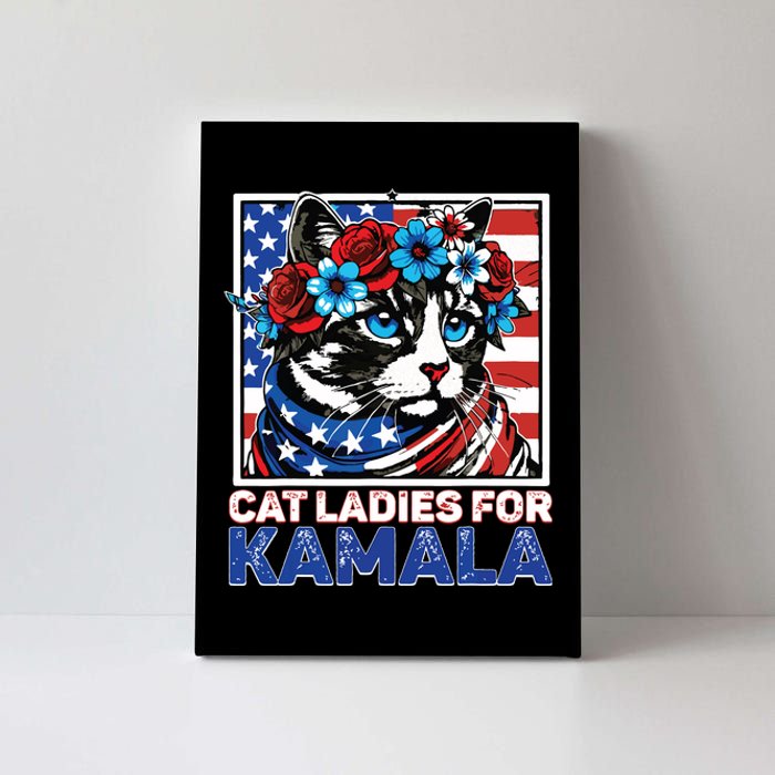 Cat Ladies For Kamala Funny Cat 2024 President Kamalaharris Canvas