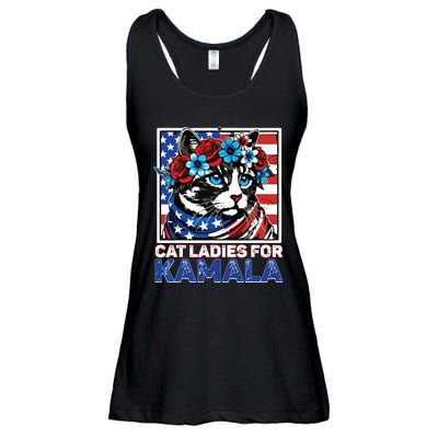 Cat Ladies For Kamala Funny Cat 2024 President Kamalaharris Ladies Essential Flowy Tank