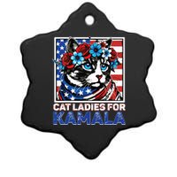 Cat Ladies For Kamala Funny Cat 2024 President Kamalaharris Ceramic Star Ornament