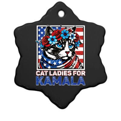 Cat Ladies For Kamala Funny Cat 2024 President Kamalaharris Ceramic Star Ornament