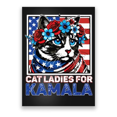 Cat Ladies For Kamala Funny Cat 2024 President Kamalaharris Poster