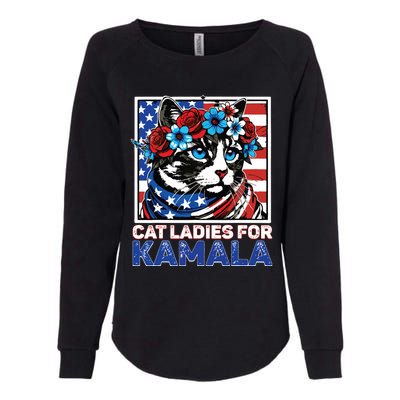 Cat Ladies For Kamala Funny Cat 2024 President Kamalaharris Womens California Wash Sweatshirt