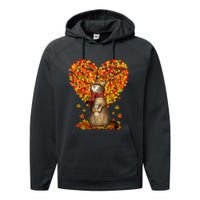 Cat Leaf Fall Hello Autumn Cat Kitten Lover Thanksgiving Performance Fleece Hoodie